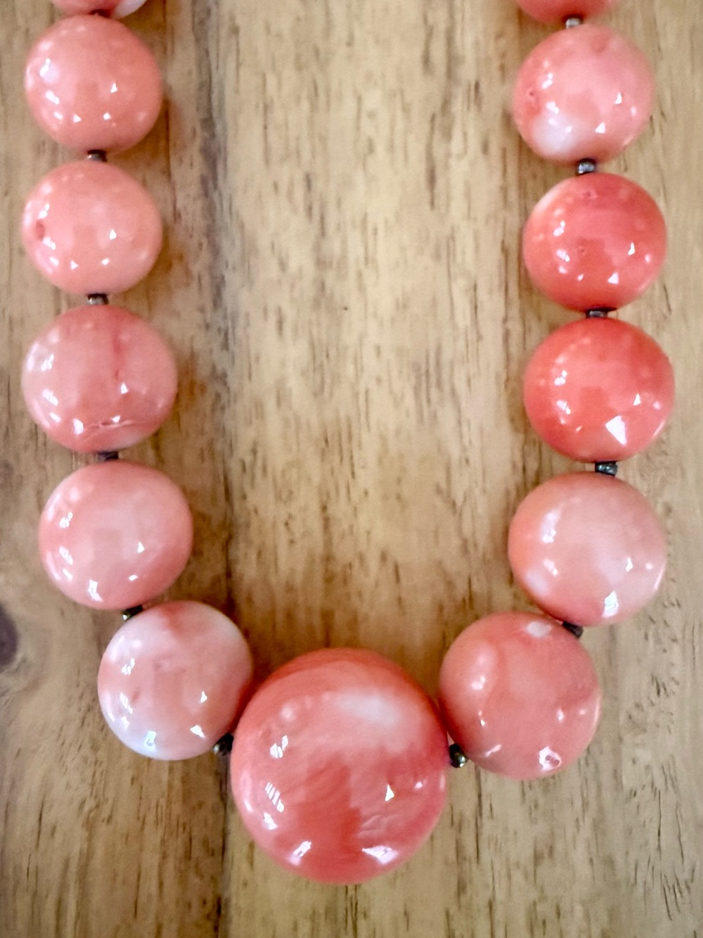 Vintage Graduated Dyed Sponge Coral Bead Necklace – 21.5” Statement Piece – 178g